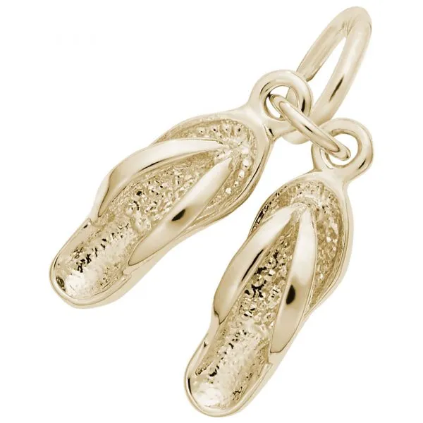 14K Yellow Gold Flip Flop Charm