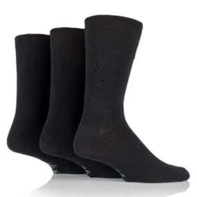 3 Pairs Non Binding Socks for Men in Solid Black