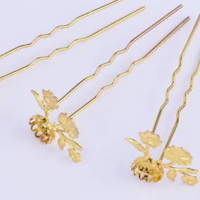 75mm U style Hairpin Making Wedding Hair Accessories with 10mm Base Hair forks Hair Stick Bobby Pins gold 10pcs