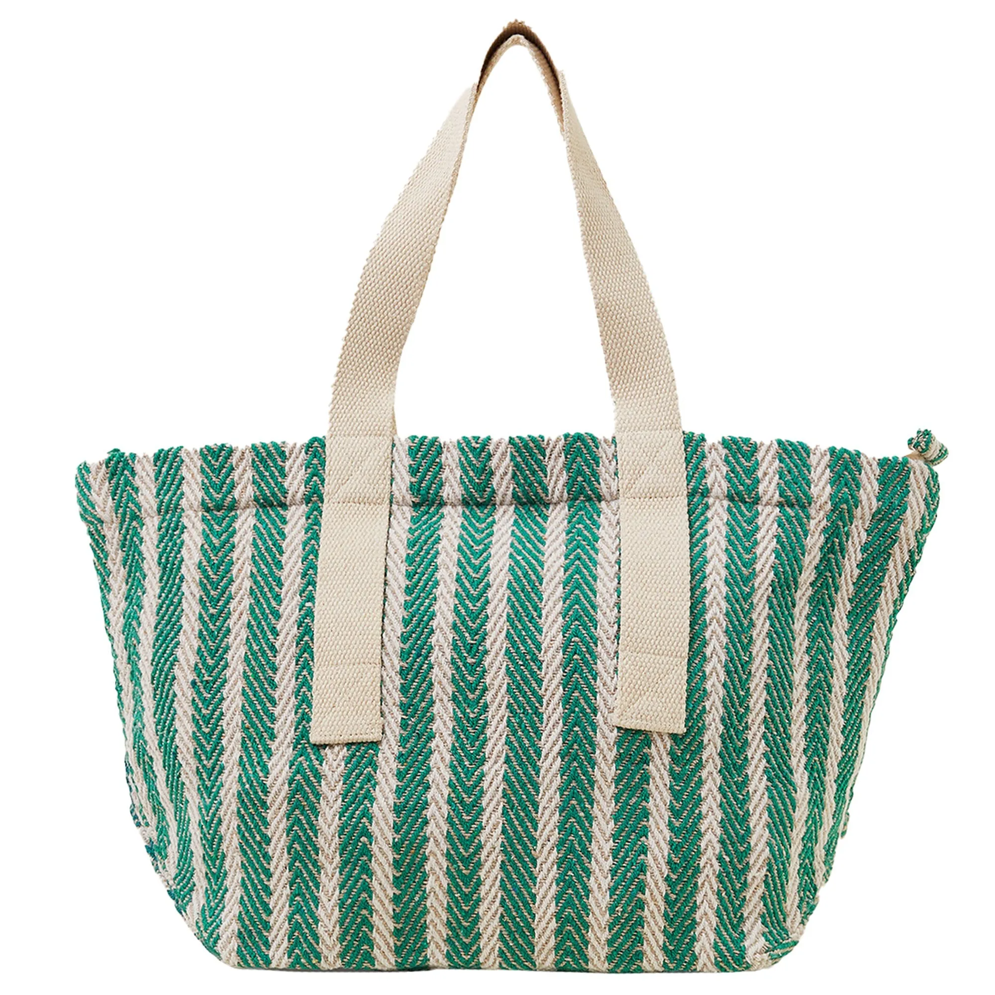 Accessorize London Women's Green Stripe Woven Shoulder Bag