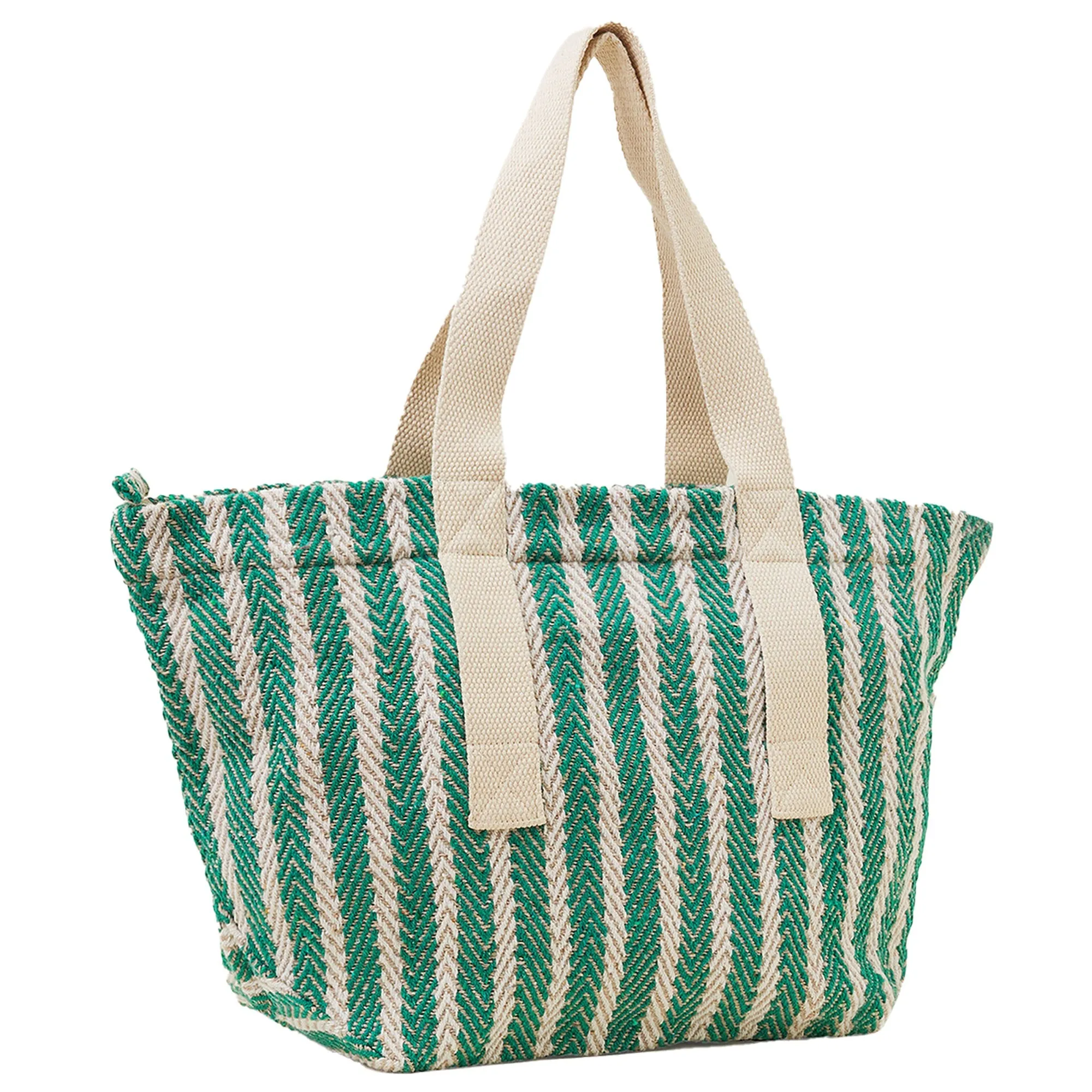 Accessorize London Women's Green Stripe Woven Shoulder Bag