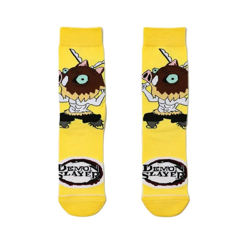 Anime Demon Slayer Socks Tanjirou Nezuko Cartoon Knitted Cotton Socks Pure Cotton Male Fashion Trend Tube Socks