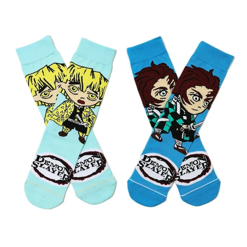 Anime Demon Slayer Socks Tanjirou Nezuko Cartoon Knitted Cotton Socks Pure Cotton Male Fashion Trend Tube Socks