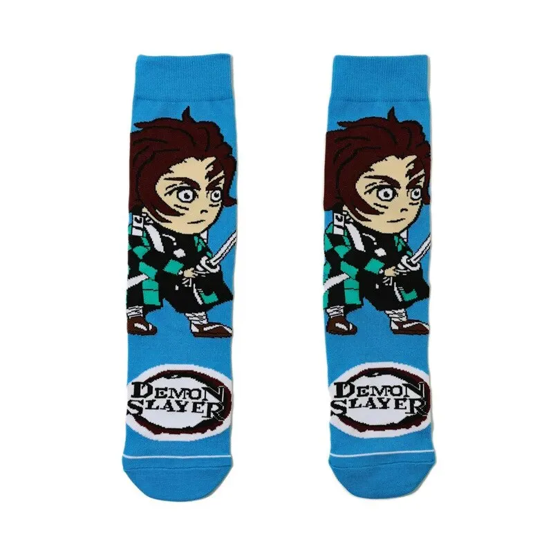 Anime Demon Slayer Socks Tanjirou Nezuko Cartoon Knitted Cotton Socks Pure Cotton Male Fashion Trend Tube Socks