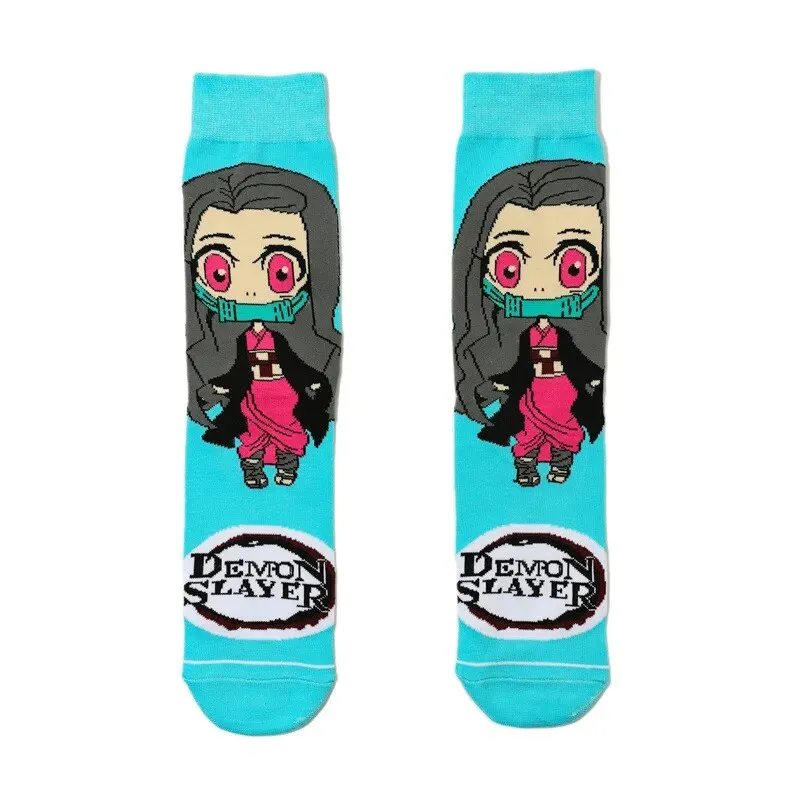 Anime Demon Slayer Socks Tanjirou Nezuko Cartoon Knitted Cotton Socks Pure Cotton Male Fashion Trend Tube Socks