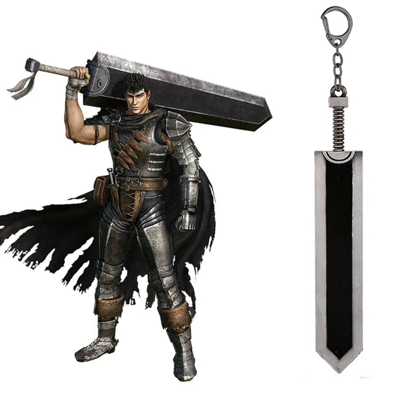 Berserk Guts Keychain - Legend Warrior Sword Pendant Keyring - Anime Accessories