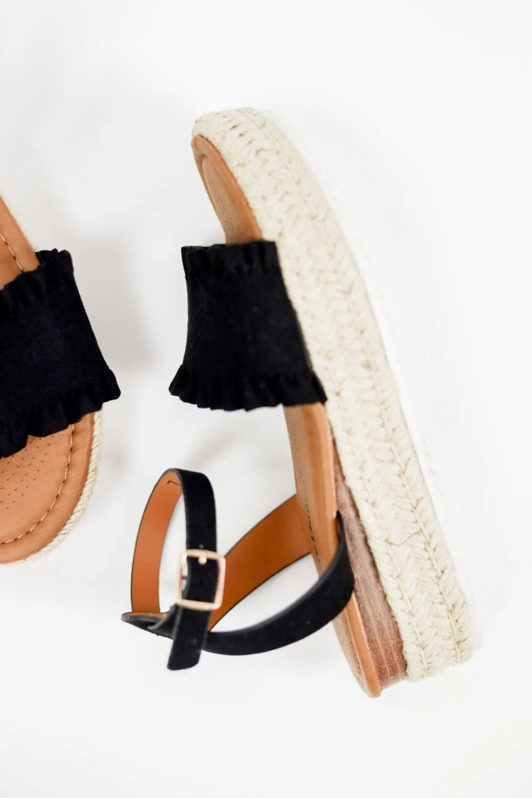 Black Flatform Espadrille Sandals