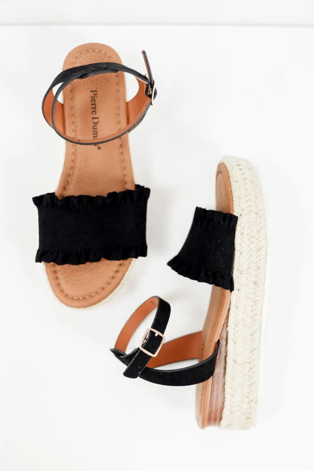 Black Flatform Espadrille Sandals