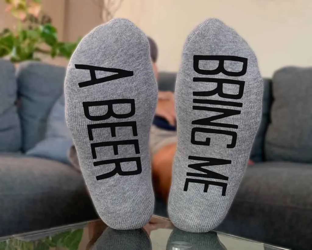 Bring Me A Beer - Women's No Show Socks Text on Sole