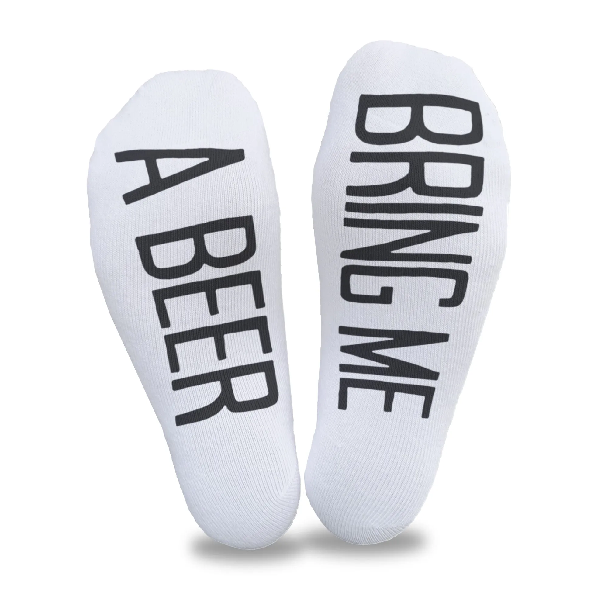 Bring Me A Beer - Women's No Show Socks Text on Sole