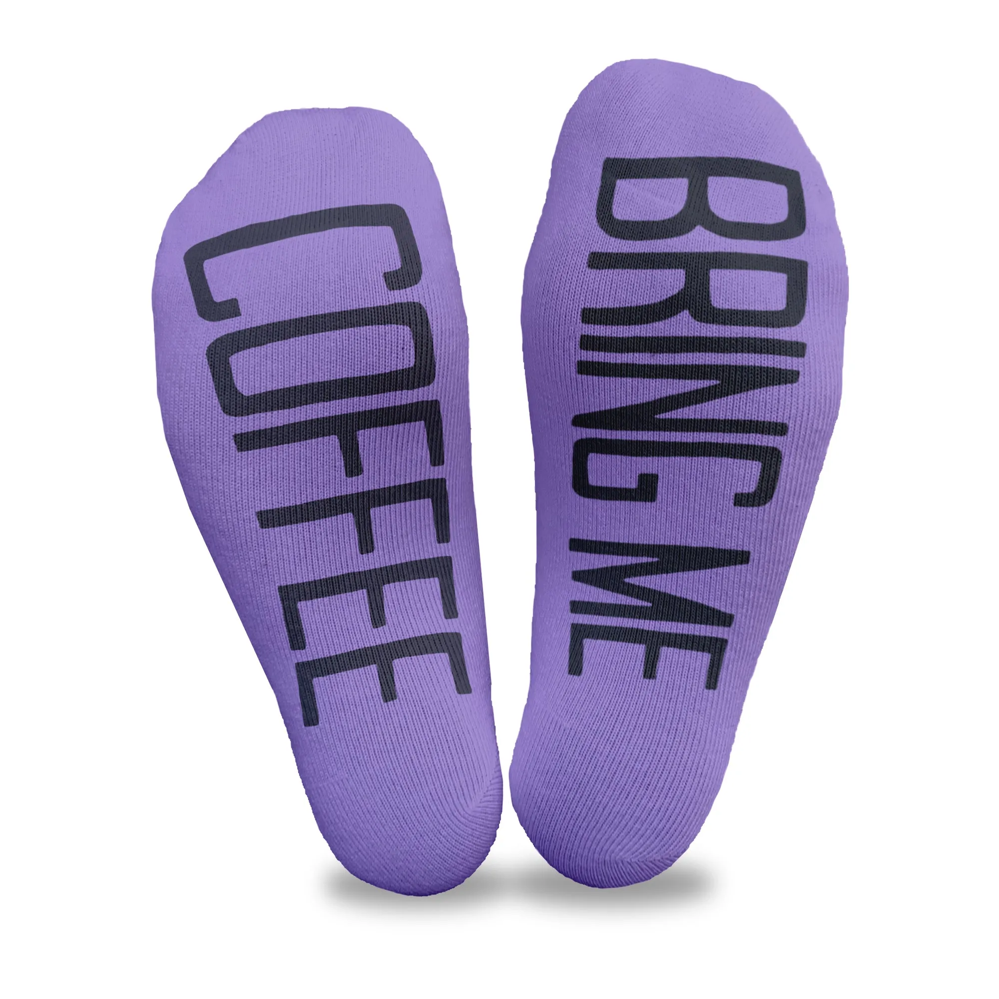 Bring Me Coffee - Women's No Show Socks Text on Sole