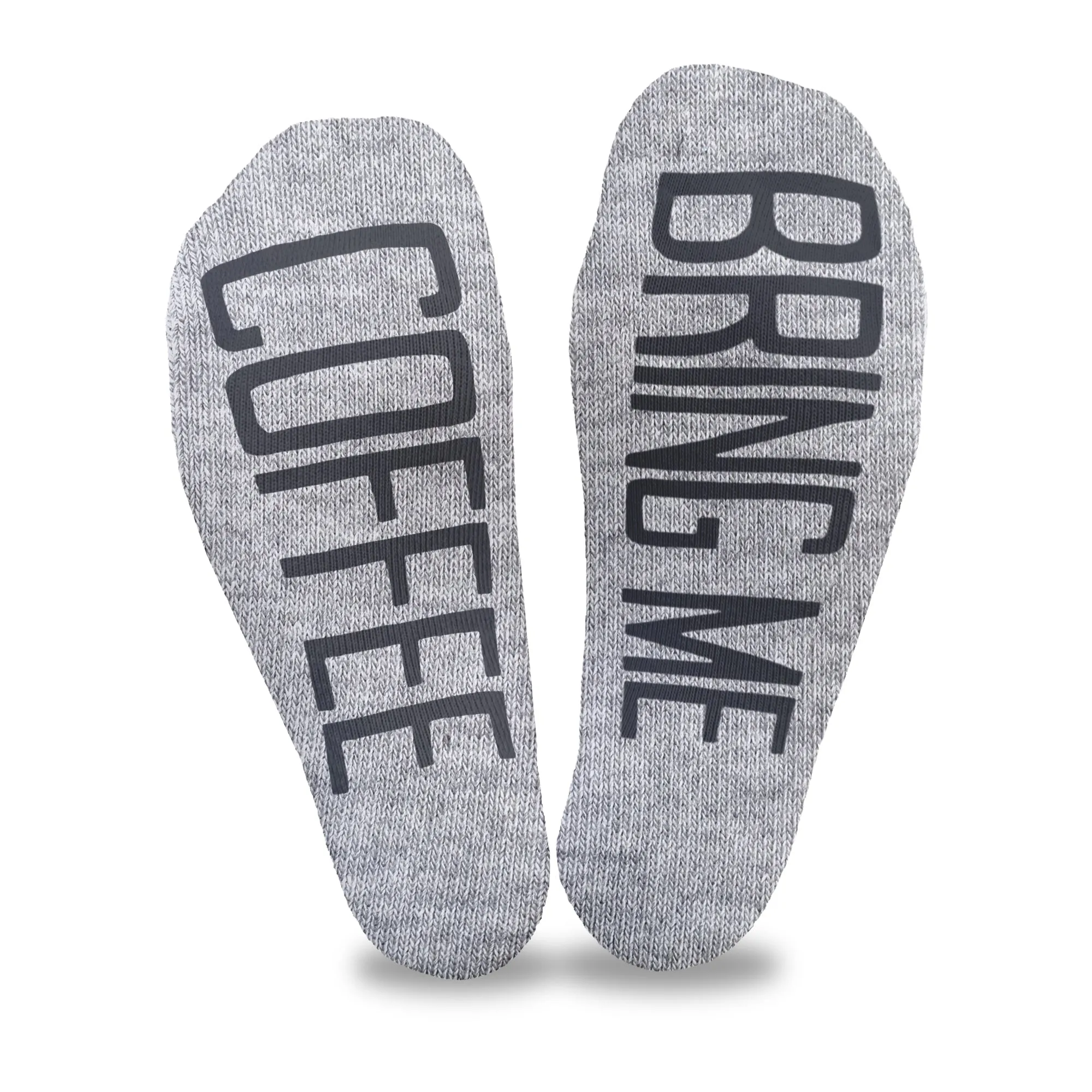 Bring Me Coffee - Women's No Show Socks Text on Sole