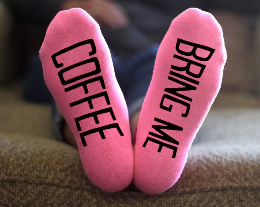 Bring Me Coffee - Women's No Show Socks Text on Sole