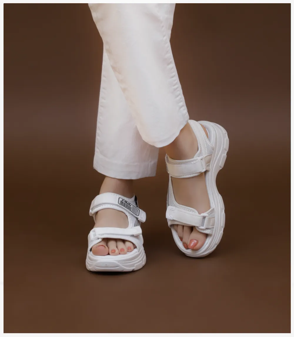 BW8411-WHITE-Women Platform Sandals