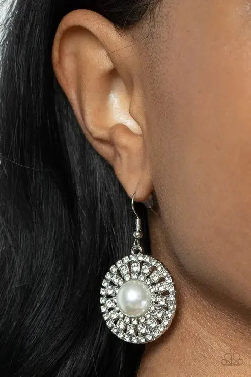 Century Classic White Earrings - Paparazzi Accessories