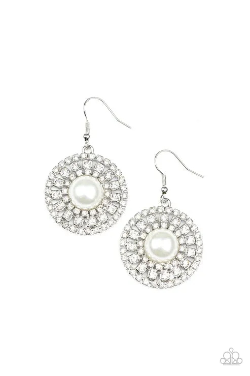 Century Classic White Earrings - Paparazzi Accessories