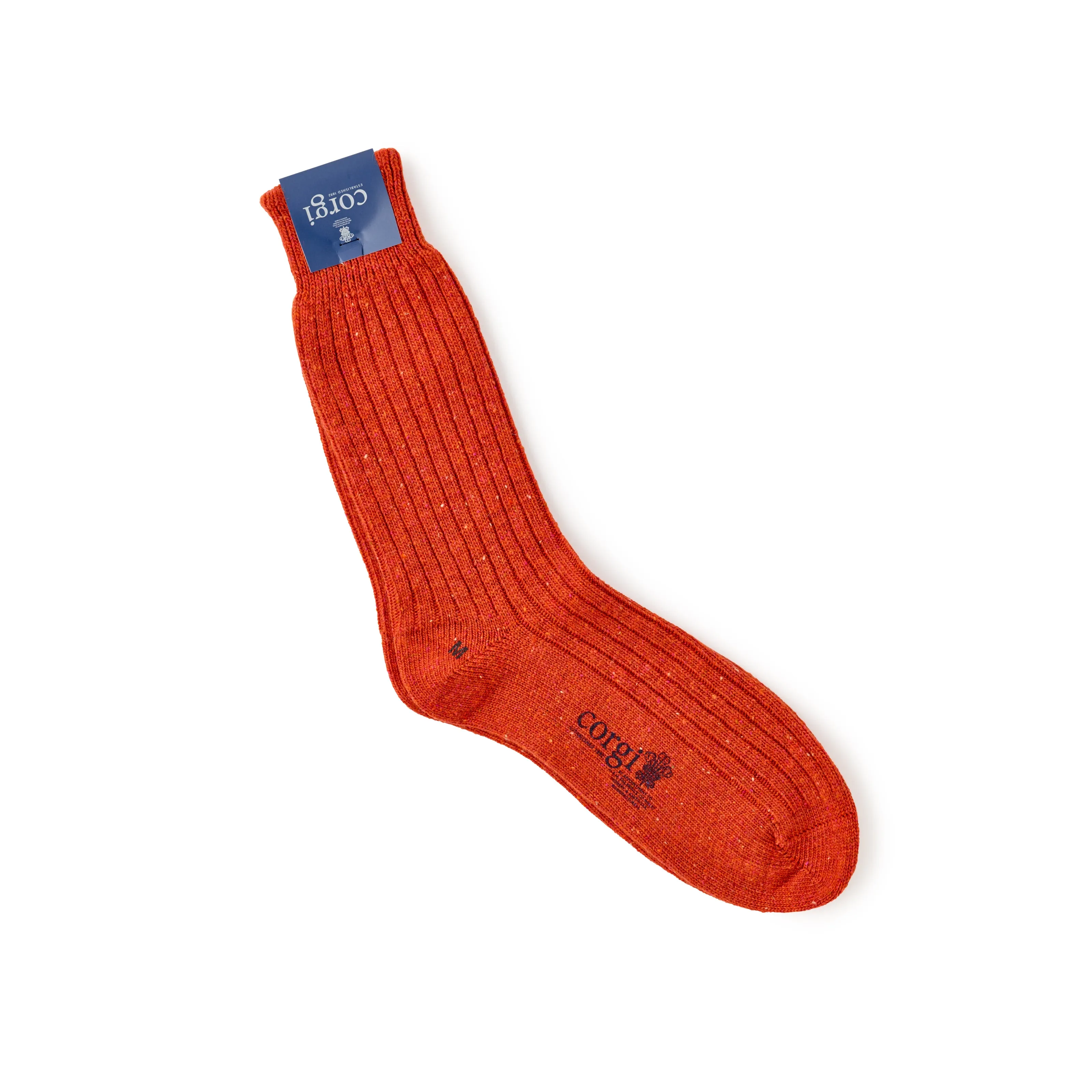 Corgi Plain Ribbed Donegal Wool Socks : Orange