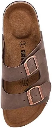 Cushionaire ladies slip on sandals adjustable buckles