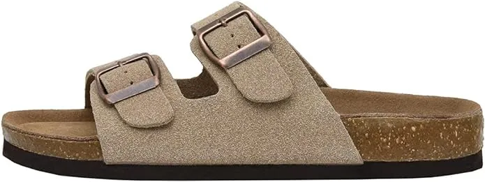 Cushionaire ladies slip on sandals adjustable buckles