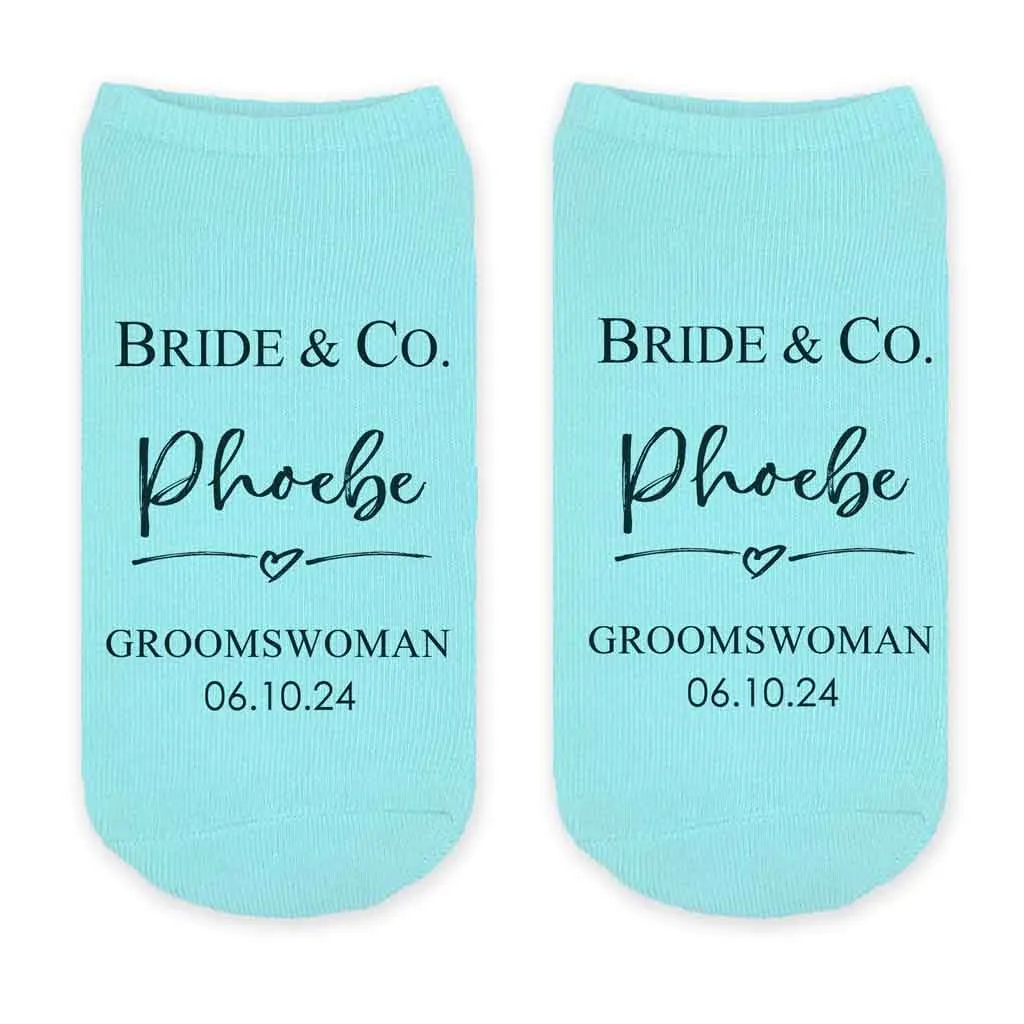 Custom Bridal Party Wedding Socks, Bride's Something Blue