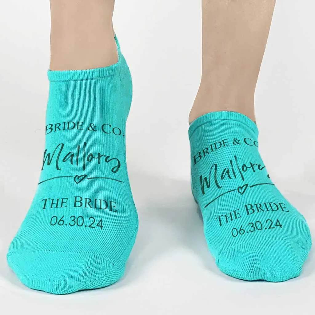 Custom Bridal Party Wedding Socks, Bride's Something Blue