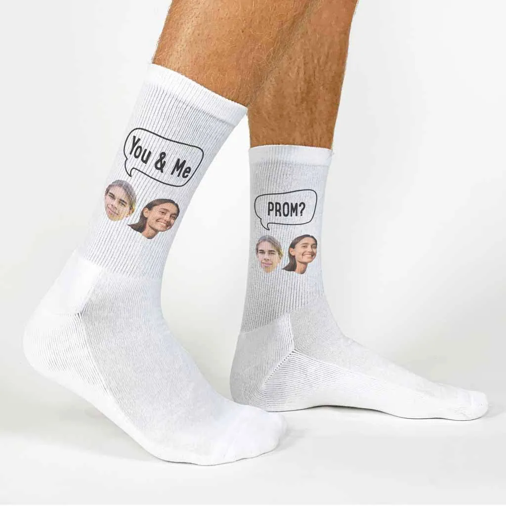 Custom Promposal Photo Socks for Him or Her, Add Your Faces