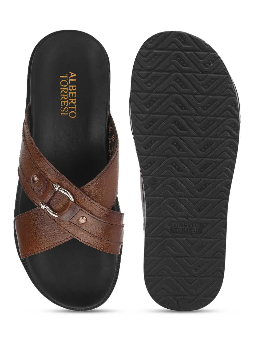 Deriko Tan Lgenuine Eather Criss Cross Flats