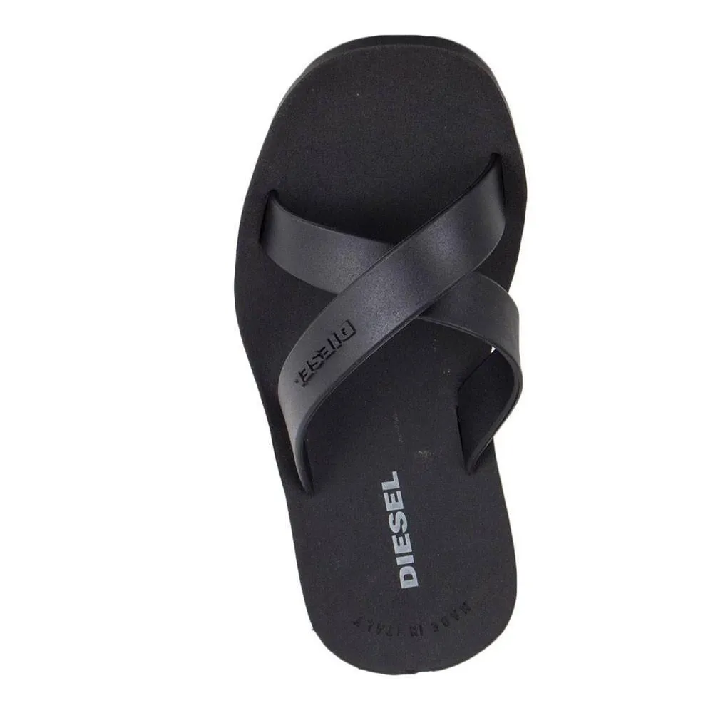 Diesel Plaja Black Strap Washable Plastic Sandals for Comfort and Durability