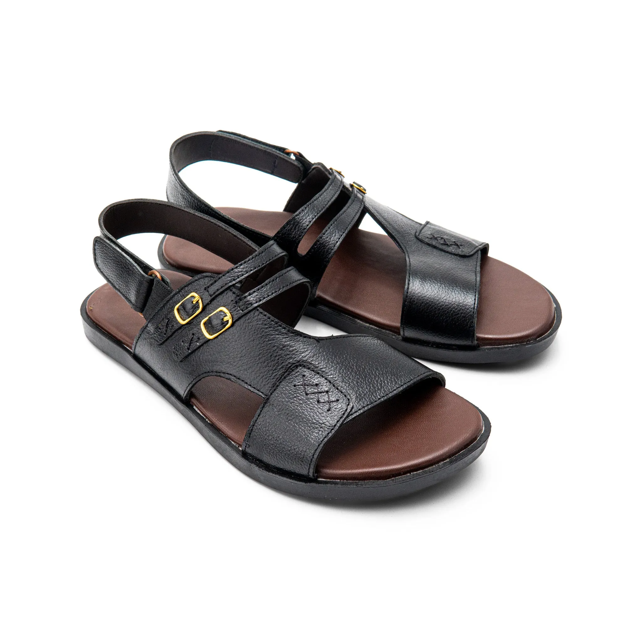 Double Buckle Men Leather Sandals