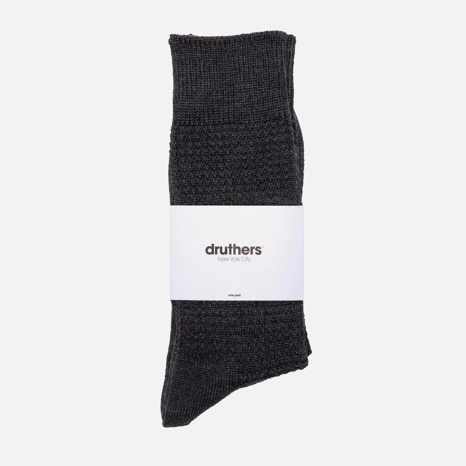 Druthers Charcoal Merino Wool Waffle Sock