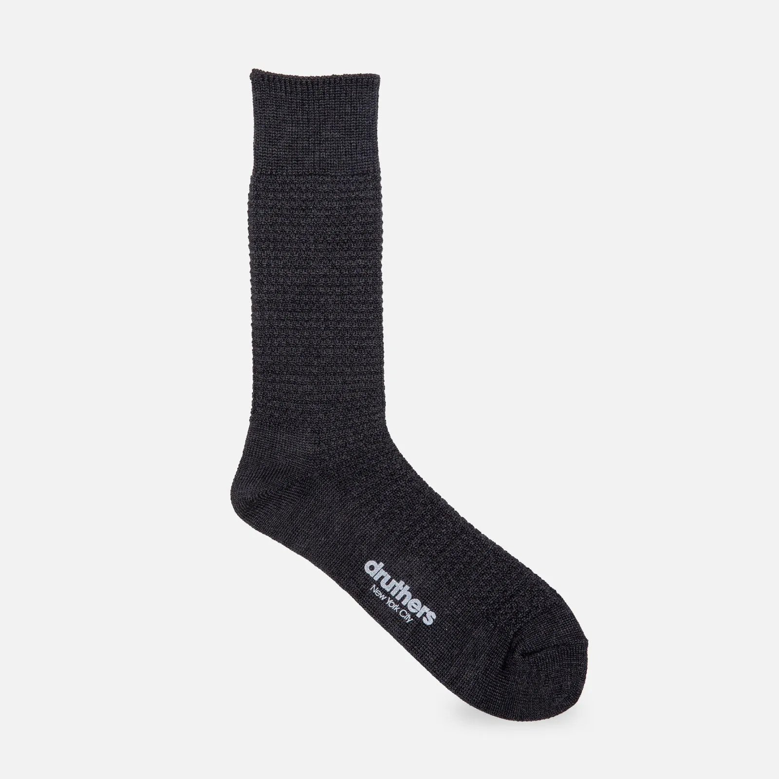 Druthers Charcoal Merino Wool Waffle Sock