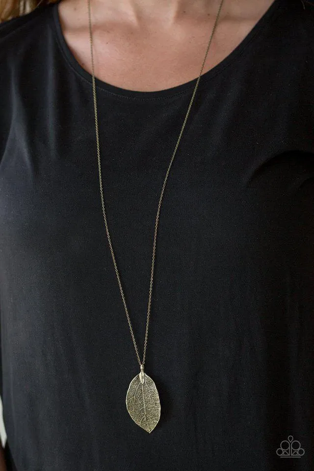 Fall Foliage Brass Necklace - Paparazzi Accessories