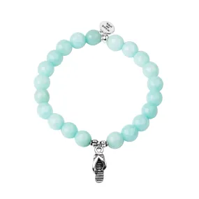 Flip Flop | Stone Beaded Charm Bracelet | Tiffany Blue - Serenity