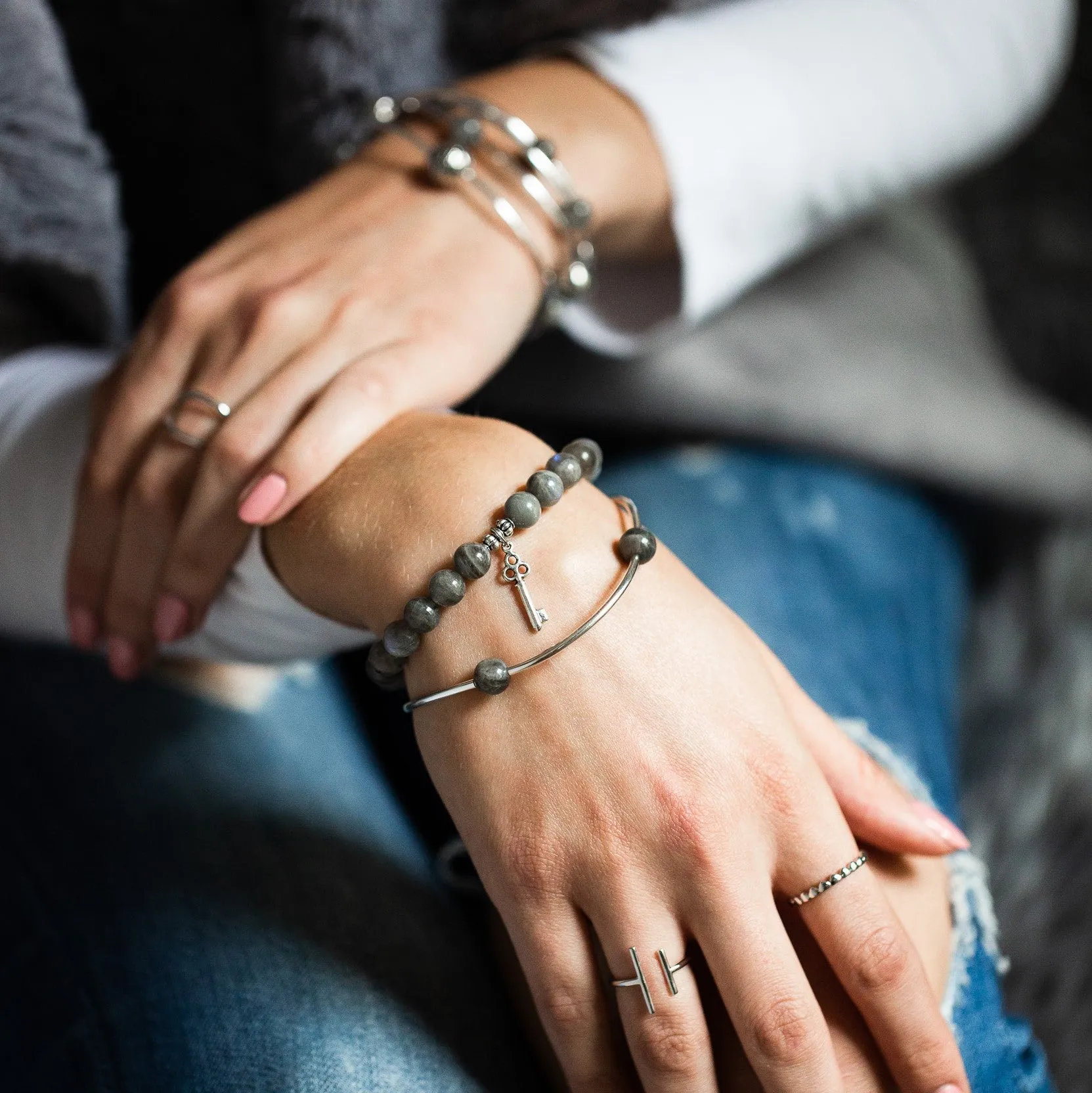 Flip Flop | Stone Beaded Charm Bracelet | Botswana - Comfort