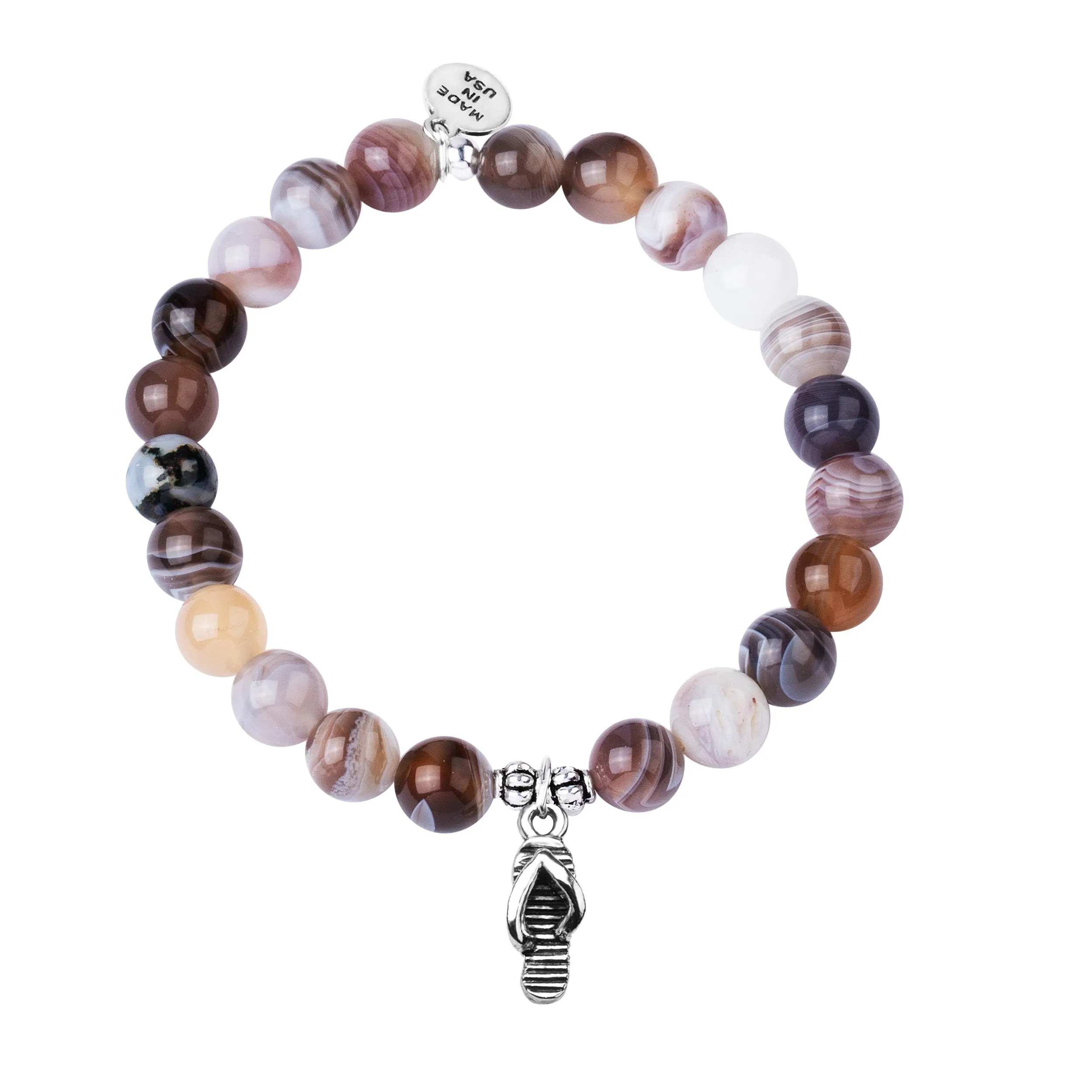 Flip Flop | Stone Beaded Charm Bracelet | Botswana - Comfort