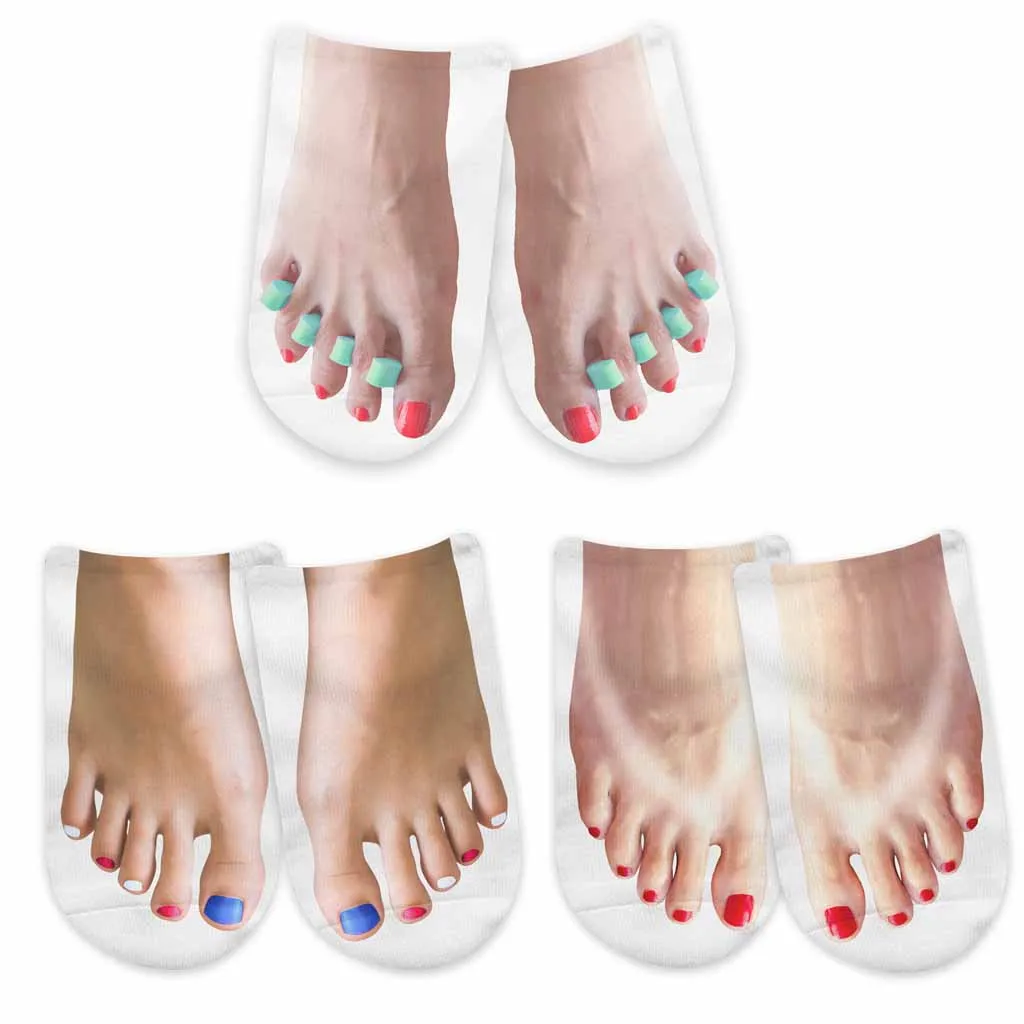 Funny Tan Line Feet Printed on Socks for Women