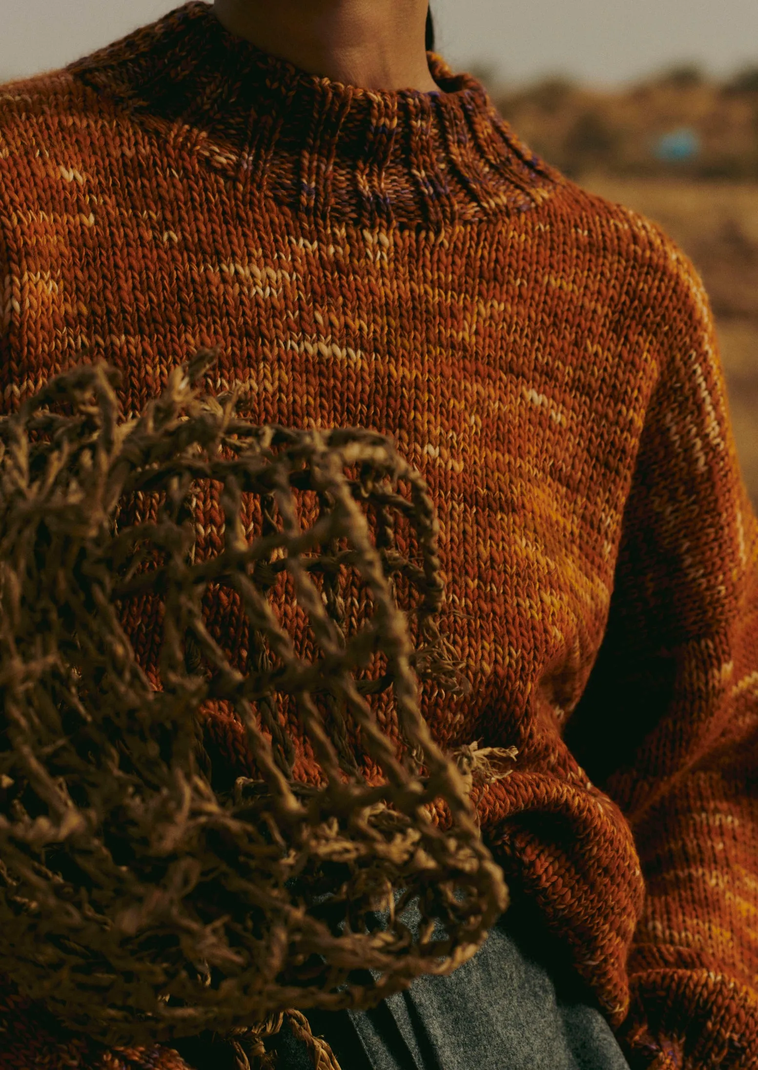 Hand Dyed Marl Sweater | Orange Mix