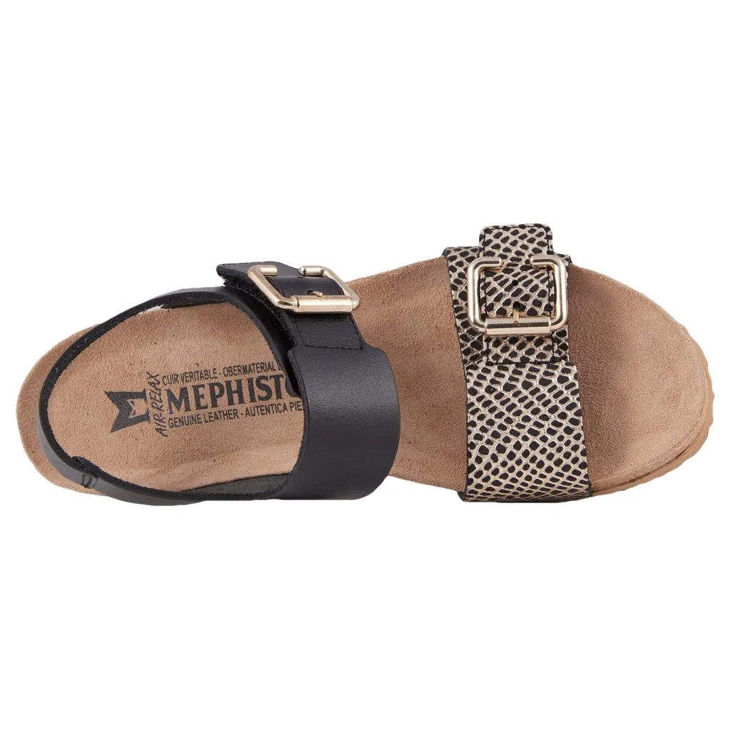 Lissandra Full Grain Printed Leather Women's Wedge Sandals