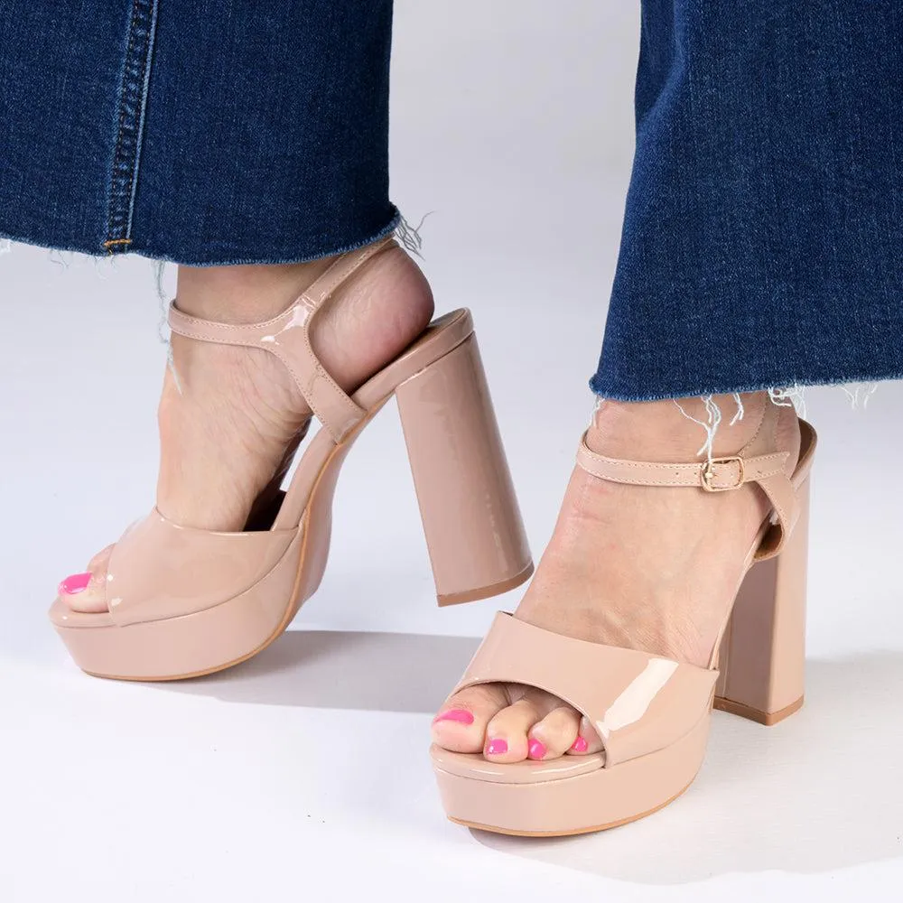 Madison Aubrey Block Heel Sandal - Nude