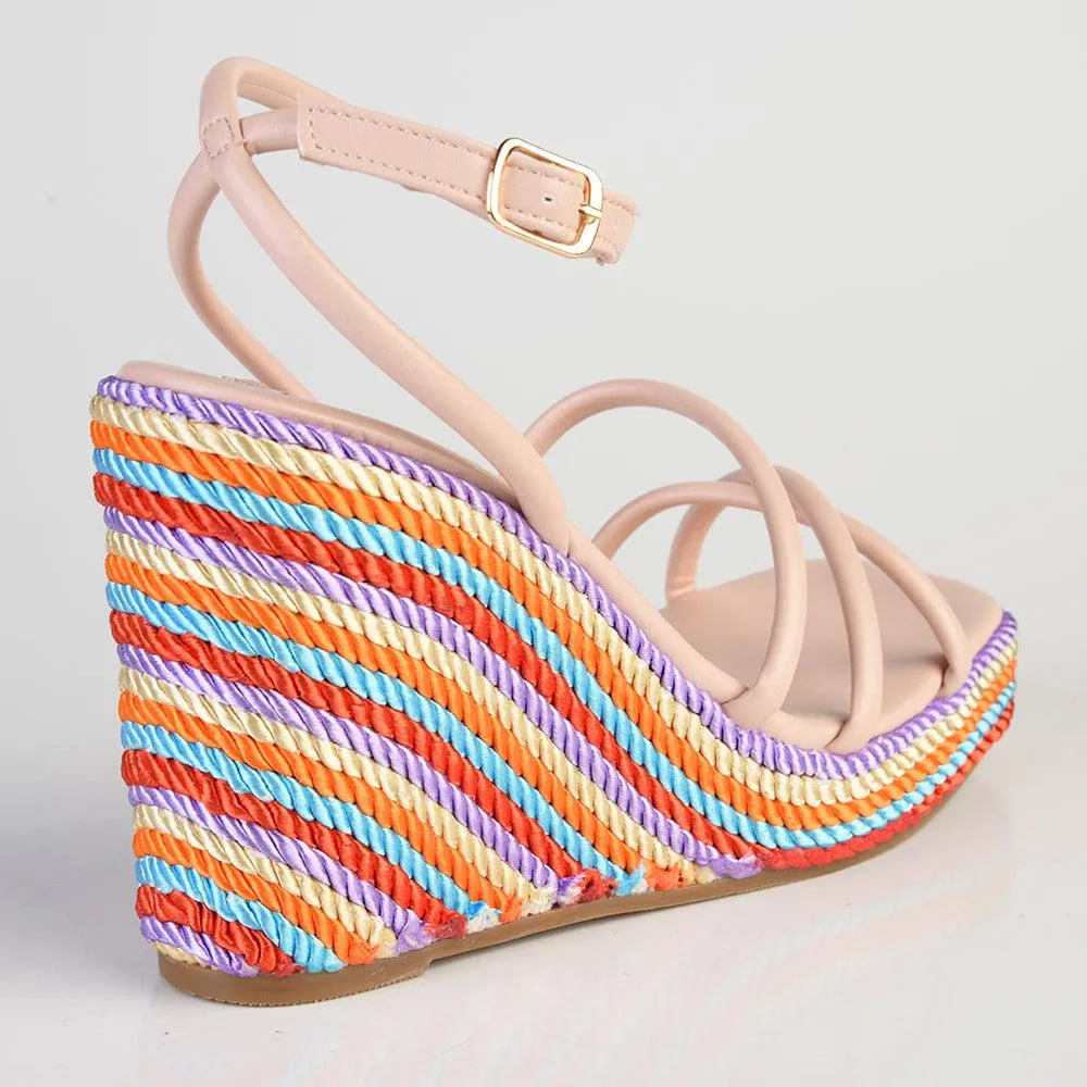 Madison Azalia Rope Wedge Sandal  - Nude