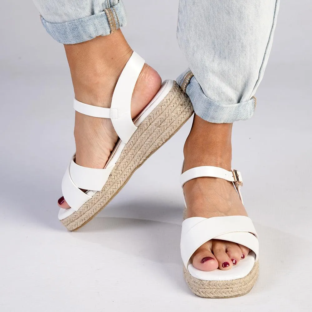 Madison Cassandra Cross Over Espadrille Sandal - Off White