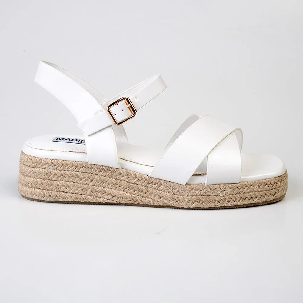 Madison Cassandra Cross Over Espadrille Sandal - Off White