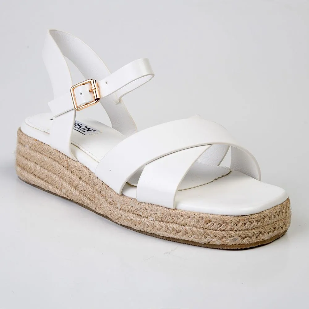 Madison Cassandra Cross Over Espadrille Sandal - Off White