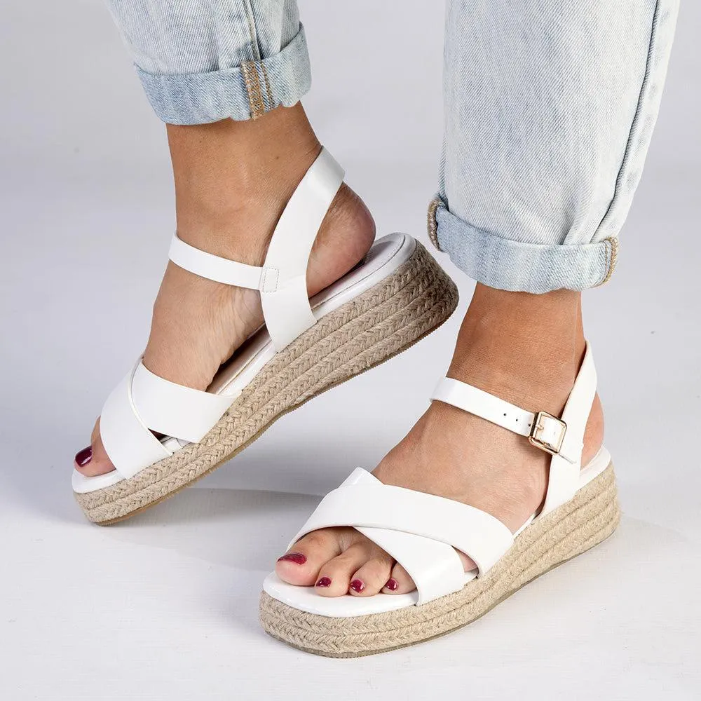 Madison Cassandra Cross Over Espadrille Sandal - Off White