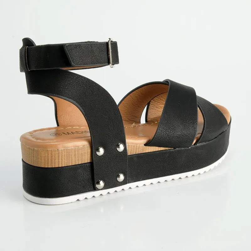 Madison Kali Cross Strap Sandal - Black