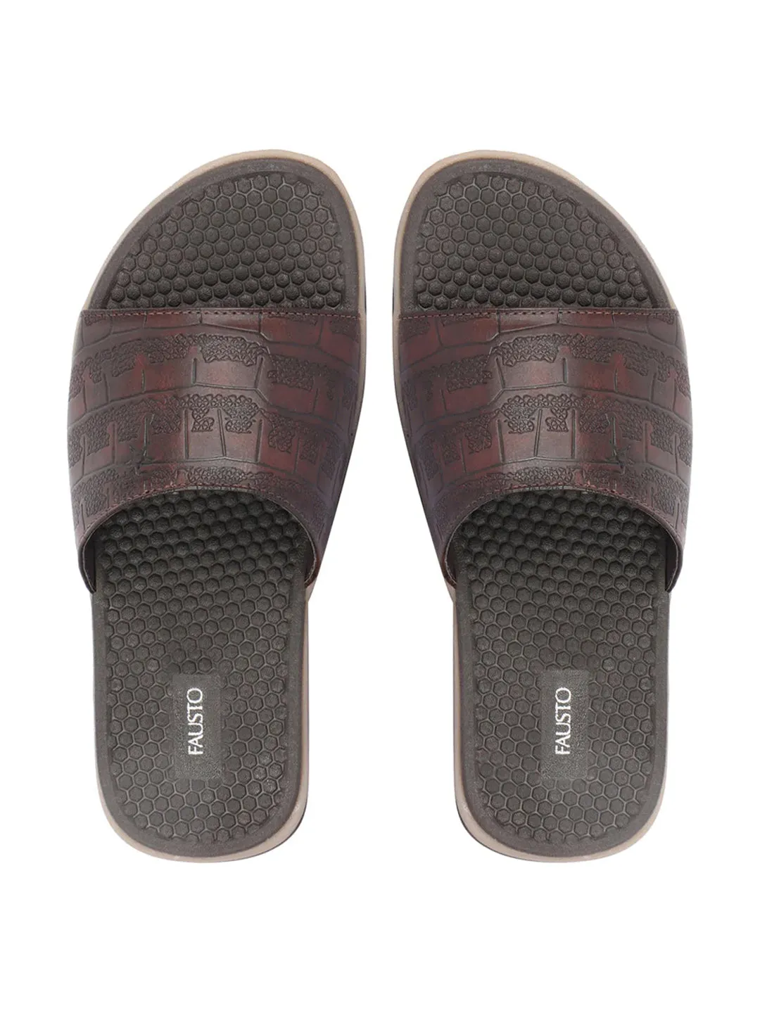 Men Brown Open Toe Ultra Light Flexible Slip-On Slippers Flip-Flops