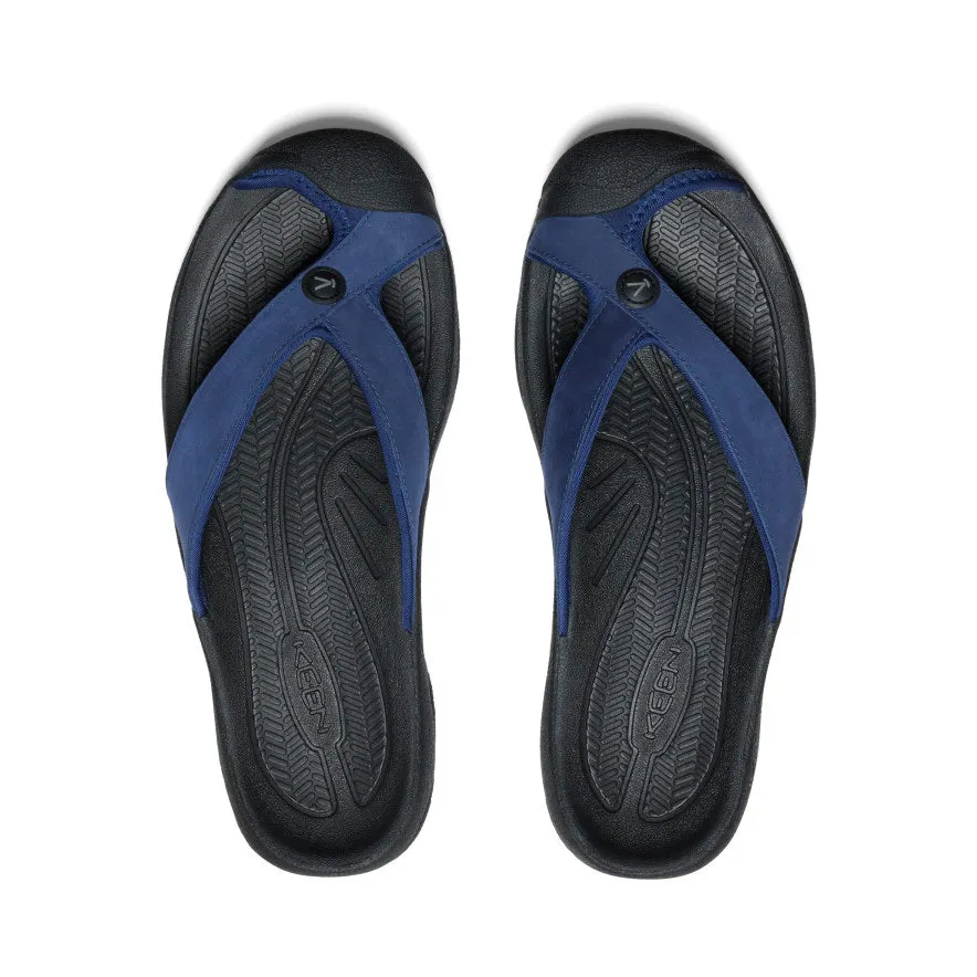 Men's Waimea Leather Flip-Flop  |  Naval Academy/Black