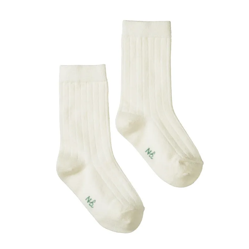 Nature Baby Organic Wool Rib Socks - Natural