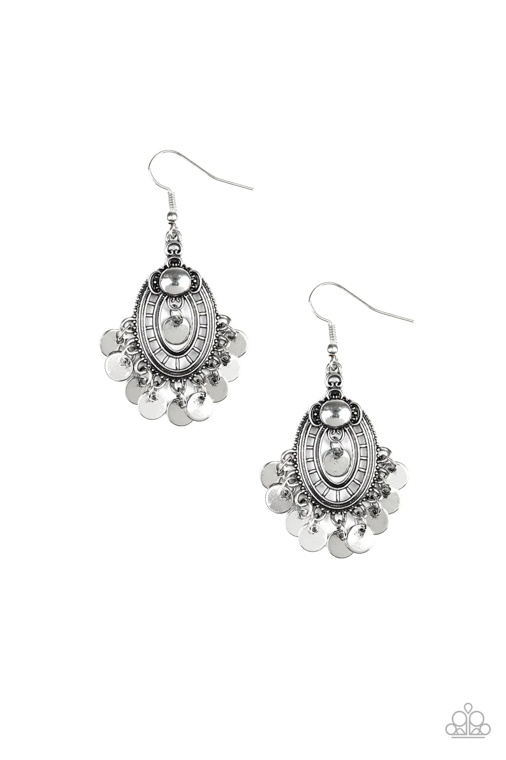 Paparazzi Chime Chic - Silver Fringe Dainty Earrings