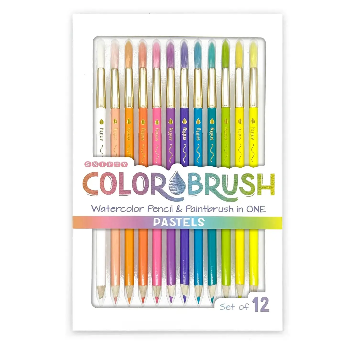 Pastel Colorbrush - Watercolor Pencil & Paintbrush - Set of 12